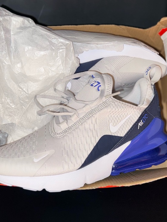 Nike Other - Nike Air Max 270 - Light Gray & Royal Blue Accent - size 6 Youth - brand new